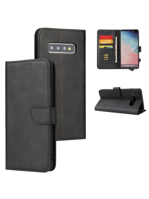 R-PROTECT Samsung Galaxy S10+ (S10 Plus) Notesz Tok Elegant Magnet Kitámasztható Kártyatartóval Fekete