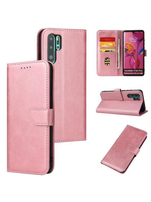 R-PROTECT Huawei P30 Pro Notesz Tok Elegant Magnet Kitámasztható Kártyatartóval Rózsaszín