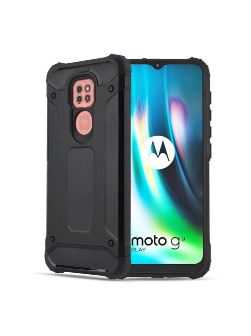 R-PROTECT Motorola Moto G9 Play / Moto E7 Plus Ütésálló Tok Defender 2in1 PC TPU Hybrid Fekete