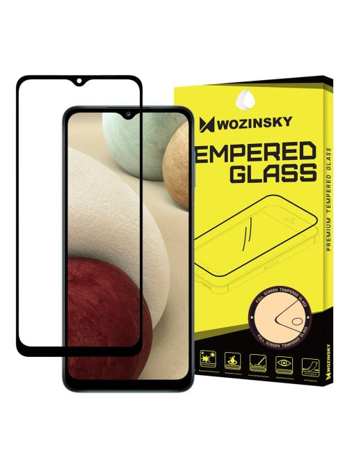Samsung Galaxy A12 / Galaxy M12 Üvegfólia 3D FullSize, Tokbarát, Hajlított, Extra Erős Wozinsky Tempered Glass