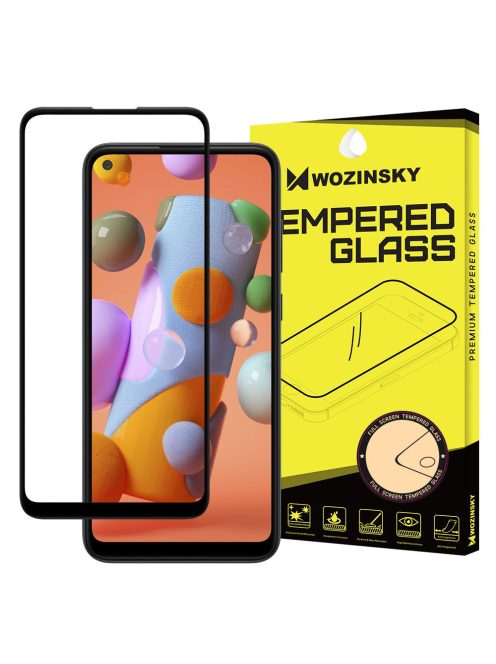 Samsung Galaxy A11 / M11 Üvegfólia 3D FullSize, Tokbarát, Hajlított, Extra Erős Wozinsky Tempered Glass