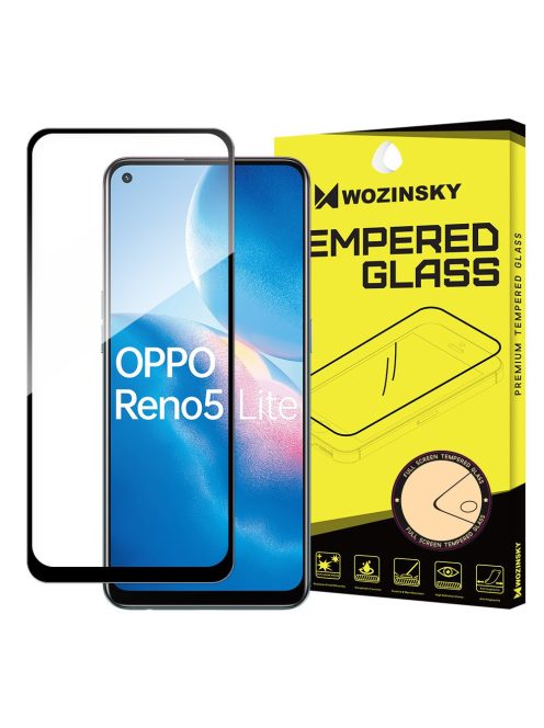 Oppo Reno 5 Lite / Reno 5 F Üvegfólia 3D FullSize, Tokbarát, Hajlított, Extra Erős Wozinsky Tempered Glass