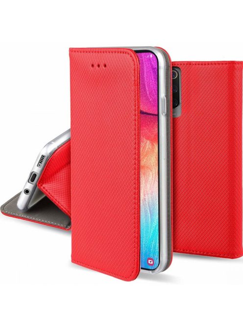 Samsung Galaxy A51 Notesz Tok Flip Magnet Kártyatartóval Piros